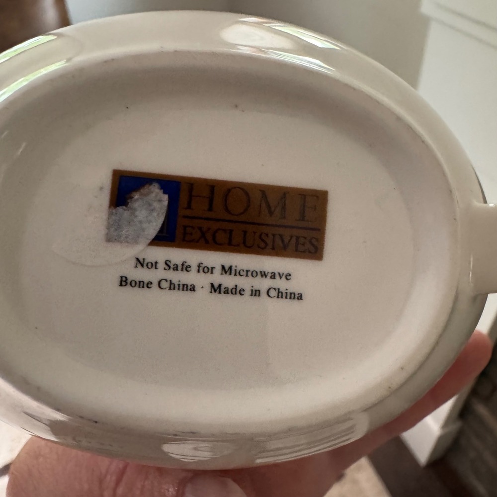 Home Exclusives Bone China Gravy Boat Neutral Geometric Block Pattern Cream Tan - Picture 3 of 4